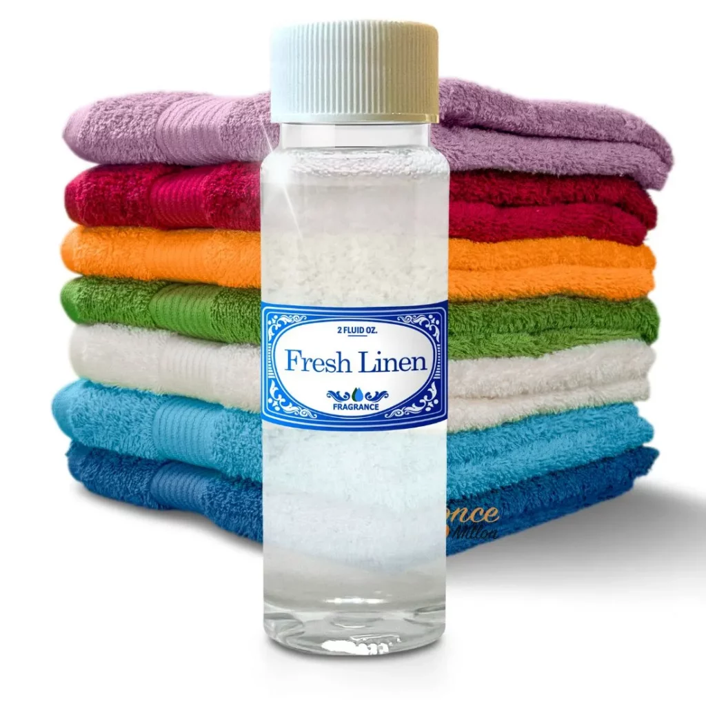 Fresh Linen Bottle with fresh towels in the background